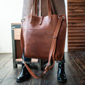 Large leather bag for women, leather tote bag with 60 inches adjustable shoulder strap