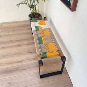 Home Hand Woven Bench • Mid Century Woven Bench • Modern Entryway Bench • End Bench • Metal Bench • Charpoy Bench, Hand Woven Bench