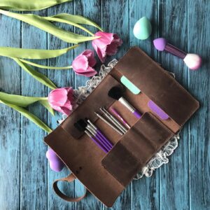 Leather cosmetic pouch