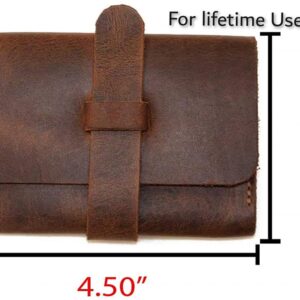 Leather Business Card Holder Minimalist Wallet For Men And Women Vintage Brown