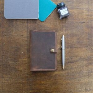 Leather refillable journal cover with A6 notebook