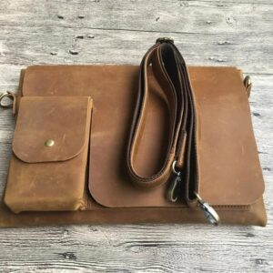 16 Inches vintage leather cross shoulder bag for laptop and other travel accessories