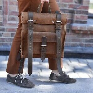 Men's Leather Backpack Handmade Backpacks Weekend Trip Shoulder Bag Backpack