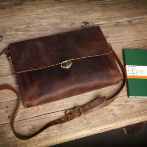 16 inch Leather laptop bag with 60 inches adjustable shoulder strap /Leather bag for office /Leather bag for men
