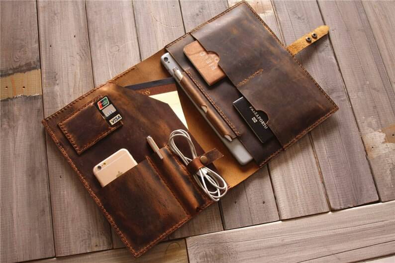 Customize Leather Macbook Case, Macbook Air Sleeve, 15 Macbook Pro Cover, 13 inch Laptop Case, Custom Laptop Sleeve Folio Bag