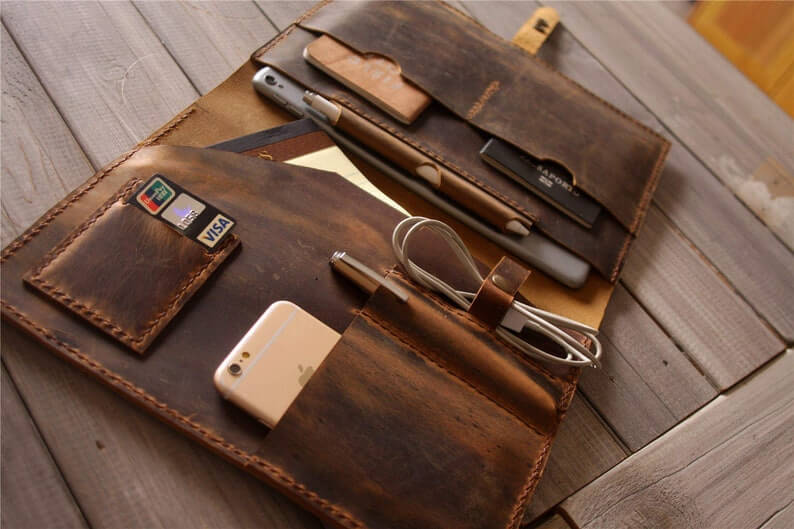 Customize Leather Macbook Case, Macbook Air Sleeve, 15 Macbook Pro Cover, 13 inch Laptop Case, Custom Laptop Sleeve Folio Bag - Image 3