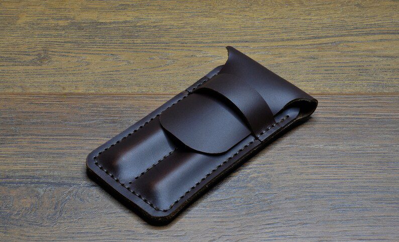 Leather pen case sleeve / Pen Pouch Pen case - Black