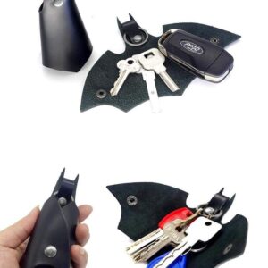 Bat key chain for boys/ key chain for girls / leather key chain, stylish bat leather keychain, care key case in black color for men