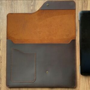Customize Leather laptop IPad sleeve Handmade laptop cover - Brown