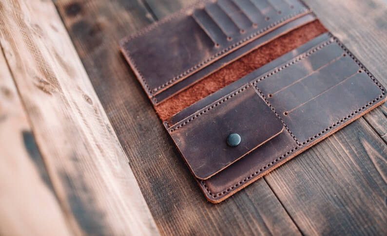 Vintage Leather Long Wallet For Men - Image 6