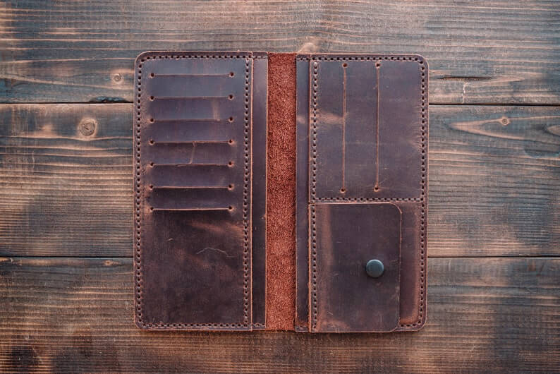 Vintage Leather Long Wallet For Men - Image 5