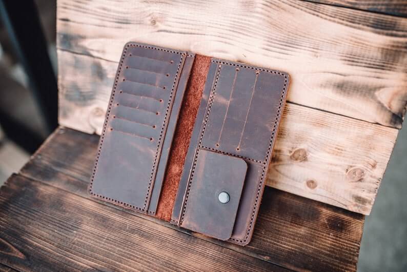 Vintage Leather Long Wallet For Men