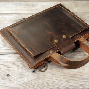 Hand stitched 16 inches leather laptop bag for men