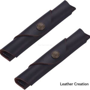 Vintage Handmade Leather Single Pen Case Holder Cowhide Fountain Pen Sleeve Roll Wrap Pen Pouch (Deep Brown Leather)
