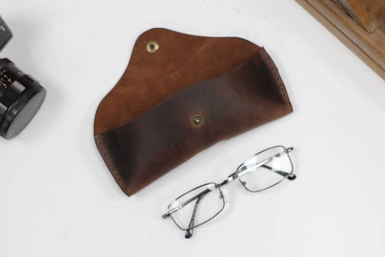 Leather Glasses Holder - Glasses Cover - Dark Brown - Image 2