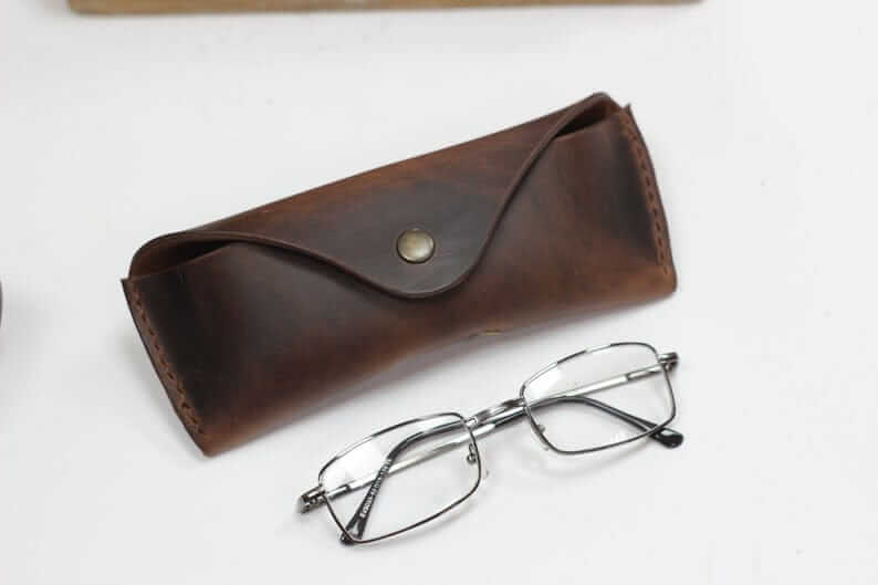 Leather Glasses Holder - Glasses Cover - Dark Brown