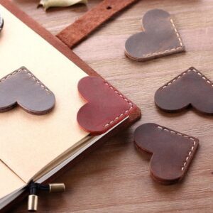 Pack of 5 Pieces Heart Shape Bookmark - Leather bookmark mini corner page marker
