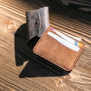 3 Slots Unisex Minimalist Leather Card Holder - Brown