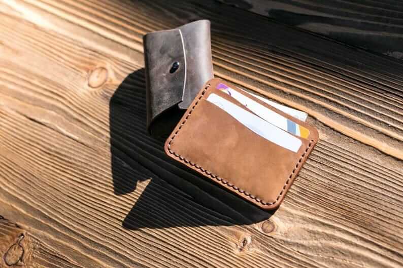 3 Slots Unisex Minimalist Leather Card Holder - Brown