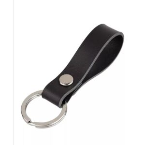 High Quality Calf Leather Key Chain - Black