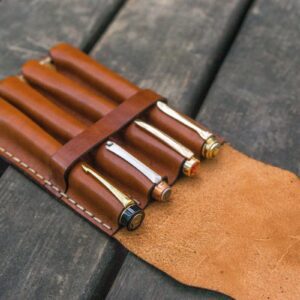 Leather Creation - 4 Fountain Pen Case - Pen Holder - Brown
