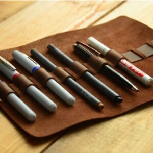 100% Pure Vintage Leather Pen Case Pencil Holder - Brown