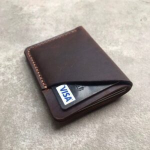 Minimalist Leather Wallet For Men & Women - 3 Slots Card Holder - Brown