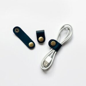 Set of 3 Leather cable organiser handfree Holder in Black Colour