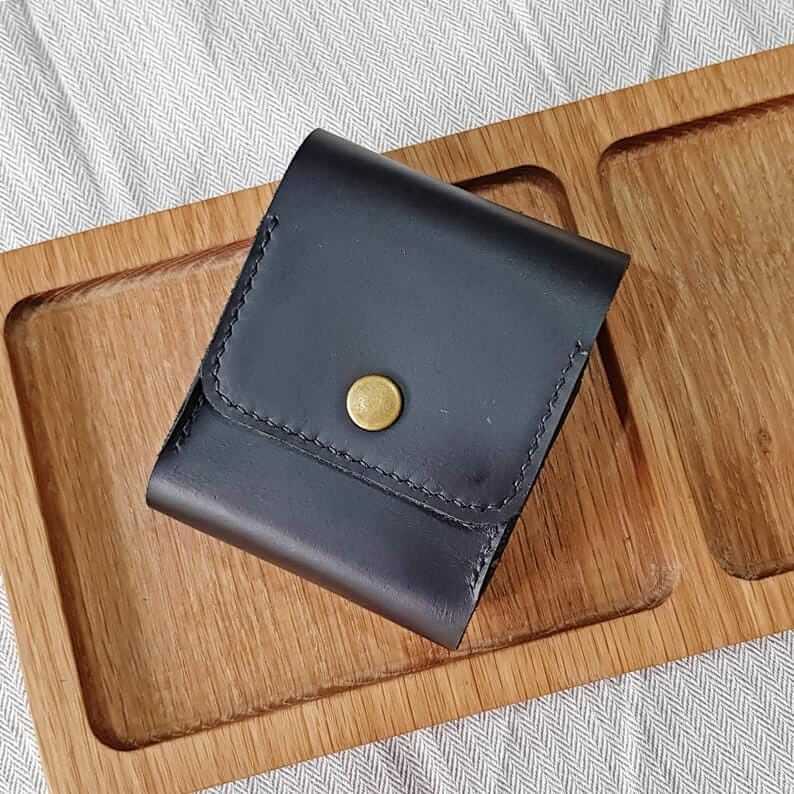 Leather Cigarette Pack Holder / Case Travel Pouch - Black - Image 2