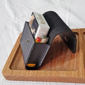 Leather Cigarette Pack Holder / Case Travel Pouch - Black