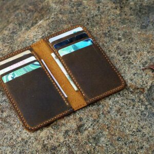 minimalist leather wallet / leather men slim thin bifold leather wallet / minimal front pocket wallet
