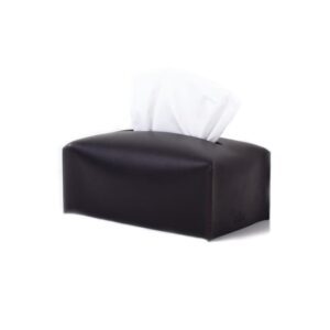 Refillable Leather tissue box - Black