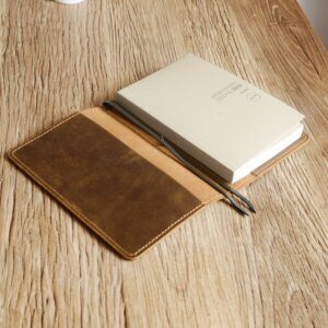 Leather A6 notebook case, pen case, note book case