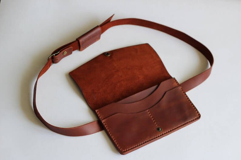Leather waist bag for Women with belt, waist pack, leather handmade belt bag, minimalist leather belt bag, belt pouch wallet with belt - Image 2