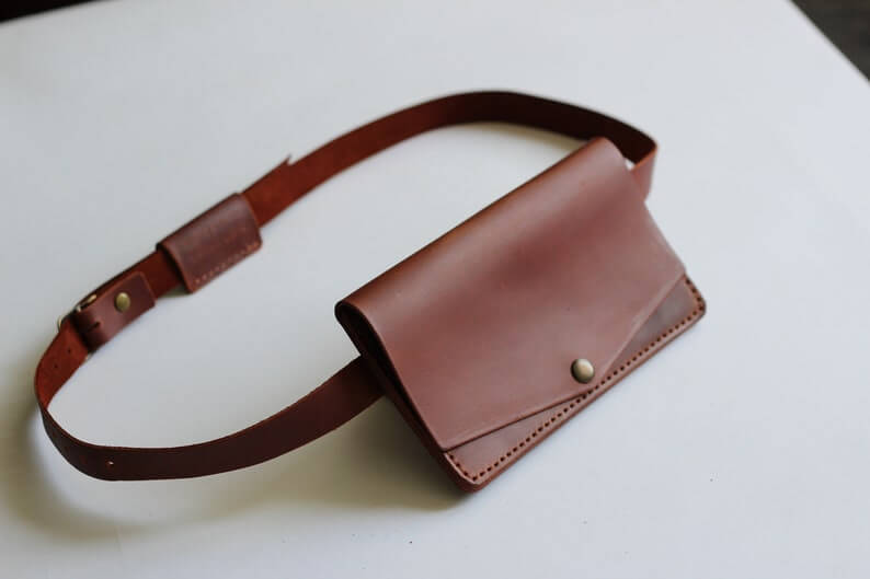 Leather waist bag for Women with belt, waist pack, leather handmade belt bag, minimalist leather belt bag, belt pouch wallet with belt