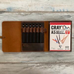 Vintage A5 leather sketchbook case