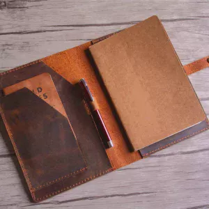 A5 leather note book cover with notebook - vintage brown