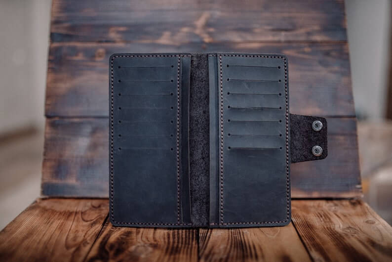 Credit card wallet, Leather long wallet for men and women, Slim handmade leather wallet,
