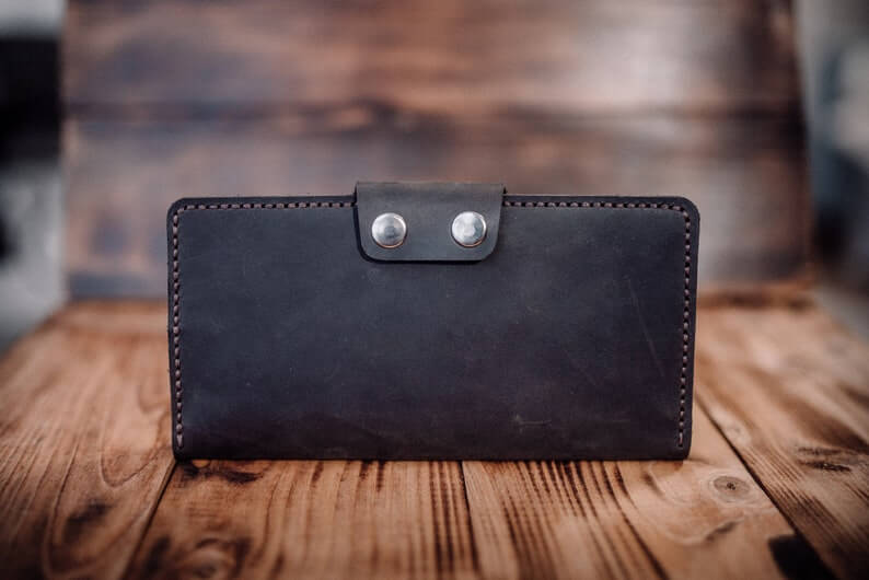 Credit card wallet, Leather long wallet for men and women, Slim handmade leather wallet, - Image 2