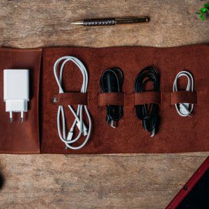 Leather Travel Cord Roll, Charger Bag, Cable Organize Case Holder, Tech Pouch Bag, Cable Organize Bag, Charger Pouch Bag