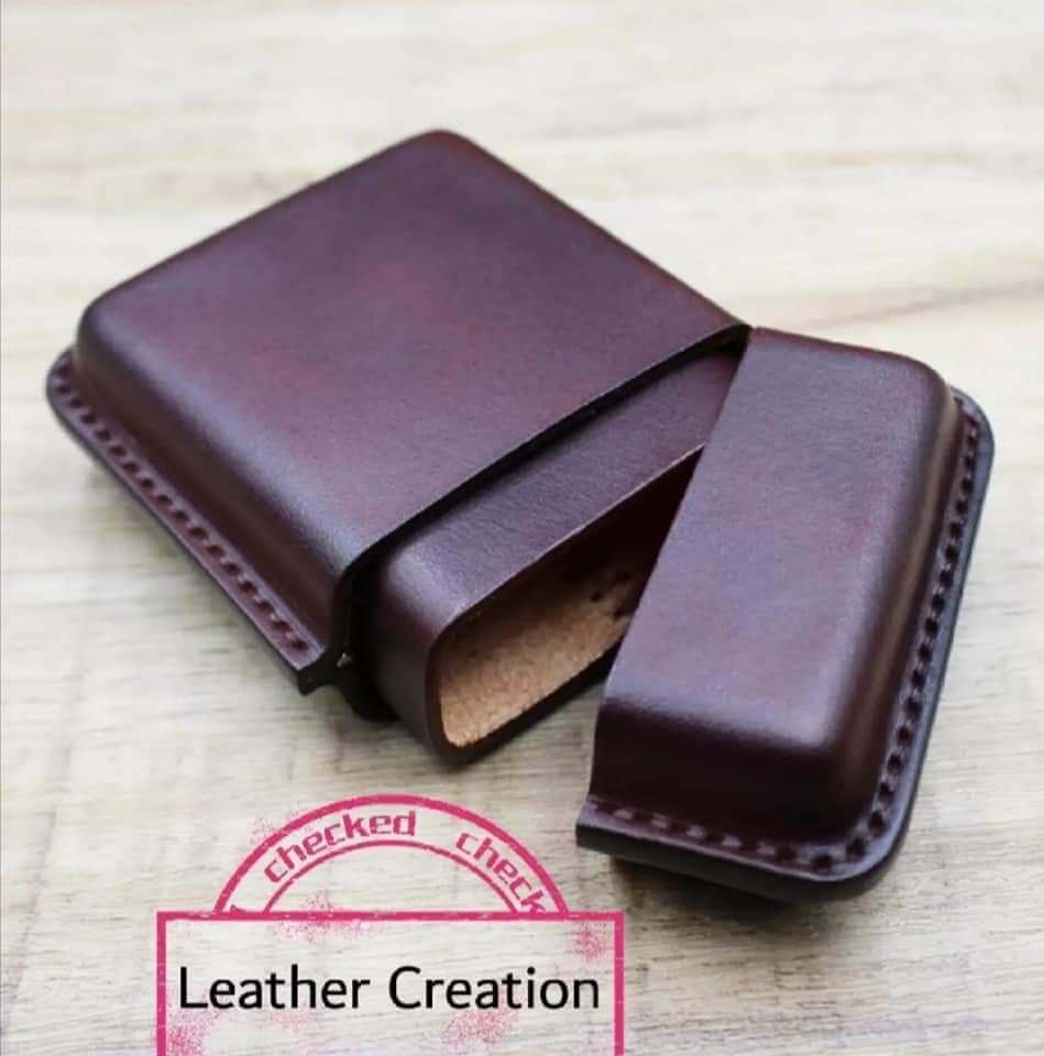 Vintage leather cigarette case - Brown & Black - Image 2