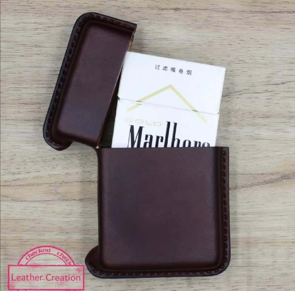 Vintage leather cigarette case - Brown & Black