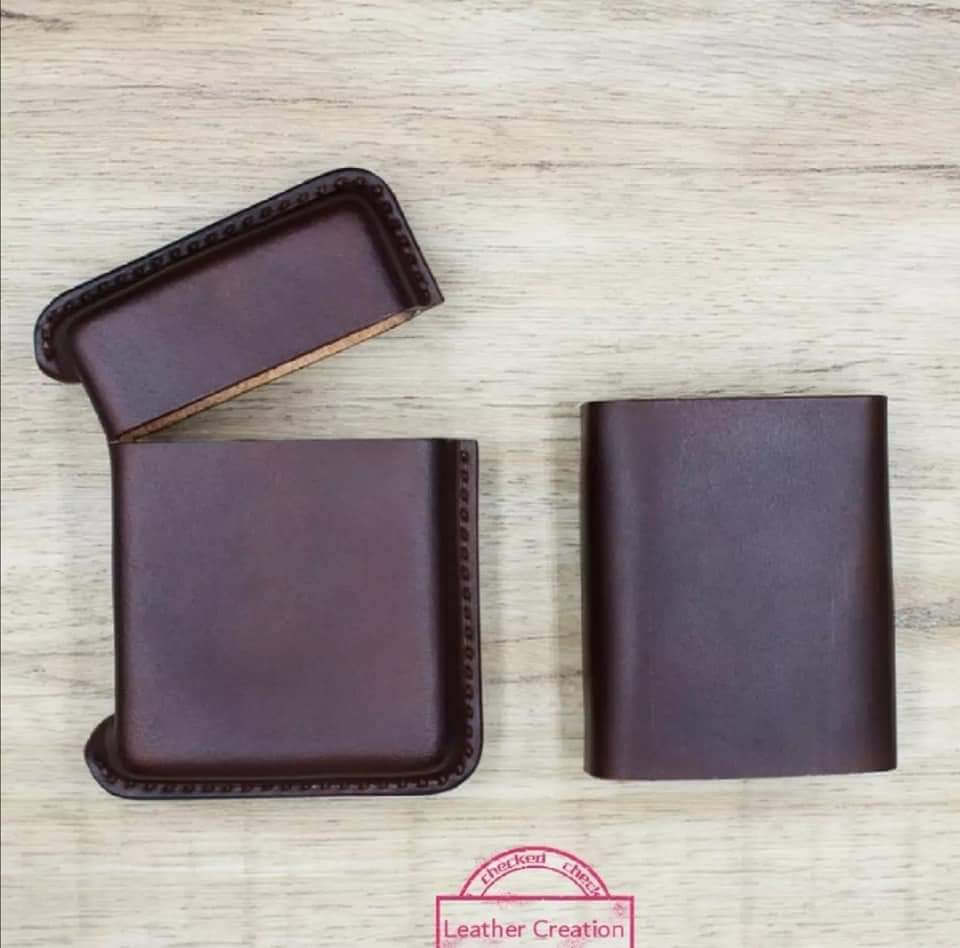 Vintage leather cigarette case - Brown & Black - Image 3