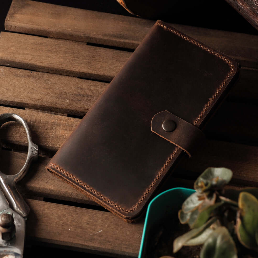 Vintage Handmade Leather Long Wallet For men - Image 2