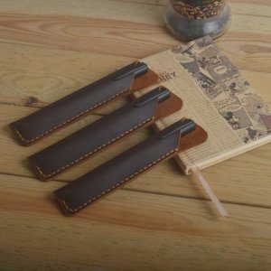 Pack of 3 leather pen case, pen holder