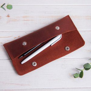 Pen Case Pencil Holder Office Gift Leather Pen Sleeve