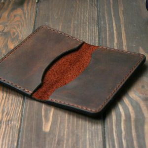 Vintage Handmade Leather minimalist wallet, leather card holder