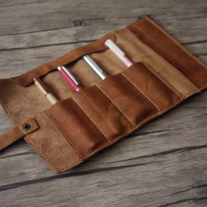 Rustic Leather Pen Sleeve Roll - Leather Watch Roll - Leather Toll Roll - Pencil Case Roll - Stylish Genuine Leather