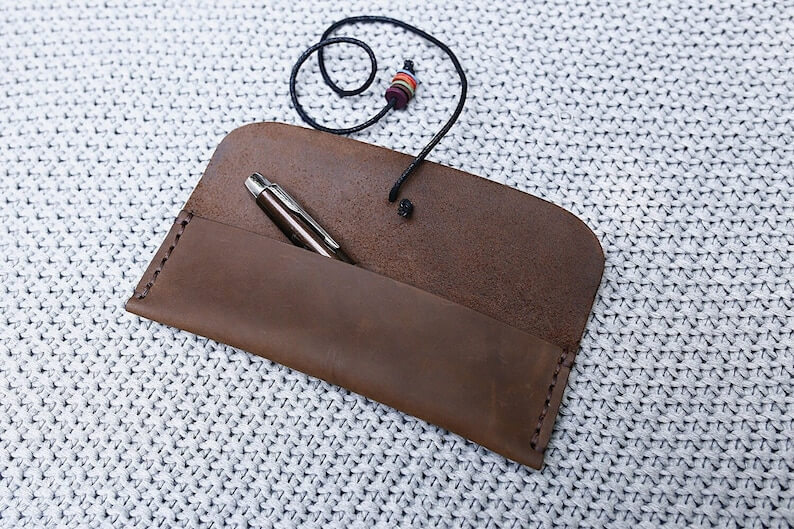Leather Pen Pouch,Handmade Leather Pen Case, Pen Holder,Vintage Pen Bag,Pen Sleeve - Image 2
