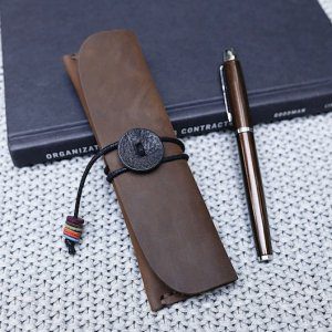 Leather Pen Pouch,Handmade Leather Pen Case, Pen Holder,Vintage Pen Bag,Pen Sleeve